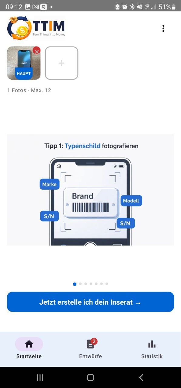 TTIM Hinweis zum Fotografieren eines Typenschilds